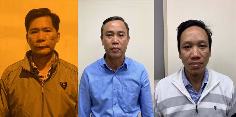 Các bị can (từ trái qua phải): Đặng Hoài Nhân; Nguyễn Thanh Cho; Lê Nam Hưng. Ảnh: Bộ Công an Các bị can (từ trái qua phải): Đặng Hoài Nhân; Nguyễn Thanh Cho; Lê Nam Hưng. Ảnh: Bộ Công an