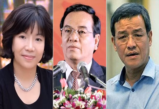 Ba bị can Nguyễn Thị Thanh Nhàn, Trần Đình Thành và Đinh Quốc Thái (từ trái qua) Ba bị can Nguyễn Thị Thanh Nhàn, Trần Đình Thành và Đinh Quốc Thái (từ trái qua)