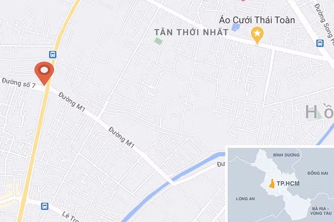 Ôtô 7 chỗ tông nhiều xe chờ đèn đỏ ở TP.HCM ảnh 2 Giao lộ đường số 7 - quốc lộ 1 (chấm đỏ), nơi xảy ra tai nạn. Ảnh: Google Maps.