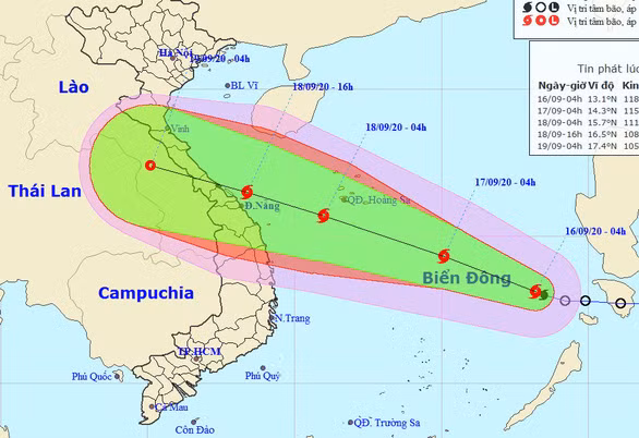  Sơ đồ dự báo bão số 5 - Ảnh: Trung tâm dự báo khí tượng thủy văn quốc gia