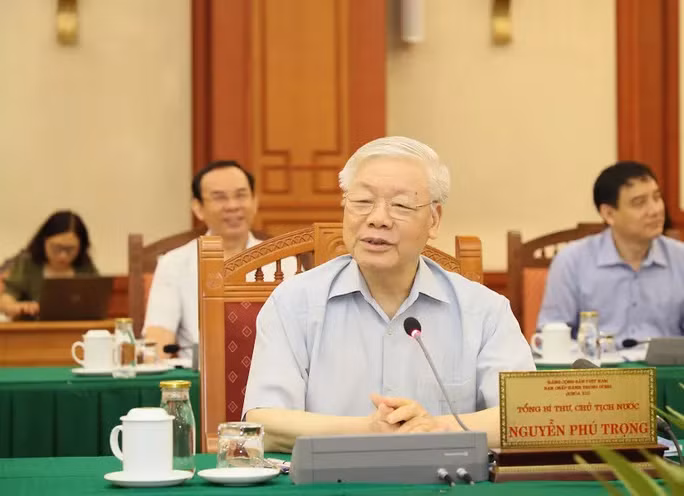 Tổng Bí thư, Chủ tịch nước Nguyễn Phú Trọng phát biểu tại buổi làm việcẢnh: Nguyễn Nam