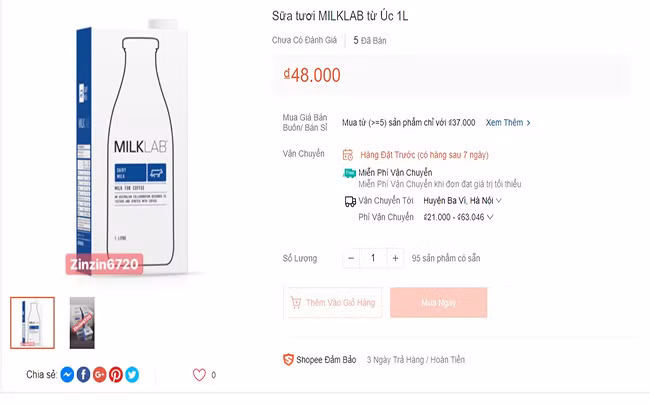 Sữa hạnh nhân Milk Lab nhập khẩu từ Úc New Zealand có khả năng nhiễm khuẩn được bán tràn lan trên các sàn thương mại điện tử.