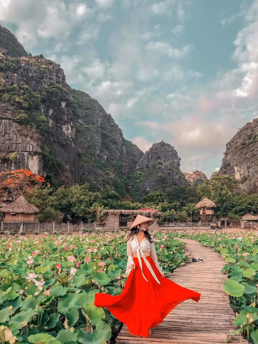 Nhiều người vốn ngại mùa Hè nắng nóng hay nhỡ mất mùa sen vào giữa Hè cũng tìm tới nơi đây như một cách để thỏa mãn tình yêu với loài hoa được mệnh danh là quốc hoa của Việt Nam. (Ảnh: CTV/Vietnam+)