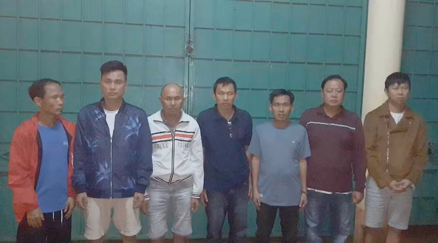 7 đối tượng đã bị tạm giữ hình sự tại Trại tạm giam Công an tỉnh. Ảnh: Văn Ngọc