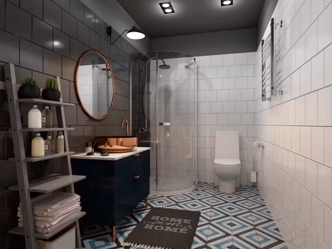 Mặc dù diện tích căn hộ không quá lớn nhưng chủ nhân vẫn bố trí một phòng tắm tương đối thoải mái để yêu chiều bản thân.