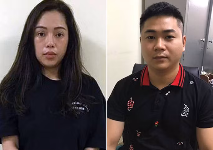 Nguyễn Thị Hương Ly và Nguyễn Đức Mạnh tại cơ quan công an - Ảnh: Công an cung cấp