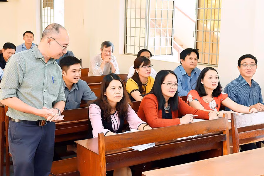  Học viên một khóa đào tạo tại Trường Chính trị tỉnh. Ảnh: Đ.T