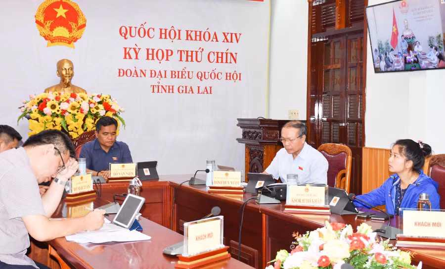 Quang cảnh kỳ họp tại điểm cầu tỉnh Gia Lai ngày 26-5. Ảnh: Trần Dung