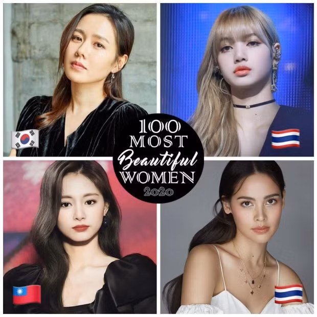 1. Son Ye Jin (Hàn Quốc), 2. Lisa (Thái Lan), 3. Tzuyu (Đài Loan), 4. Urassaya Sperbund (Thái Lan). Ảnh: Starmometer