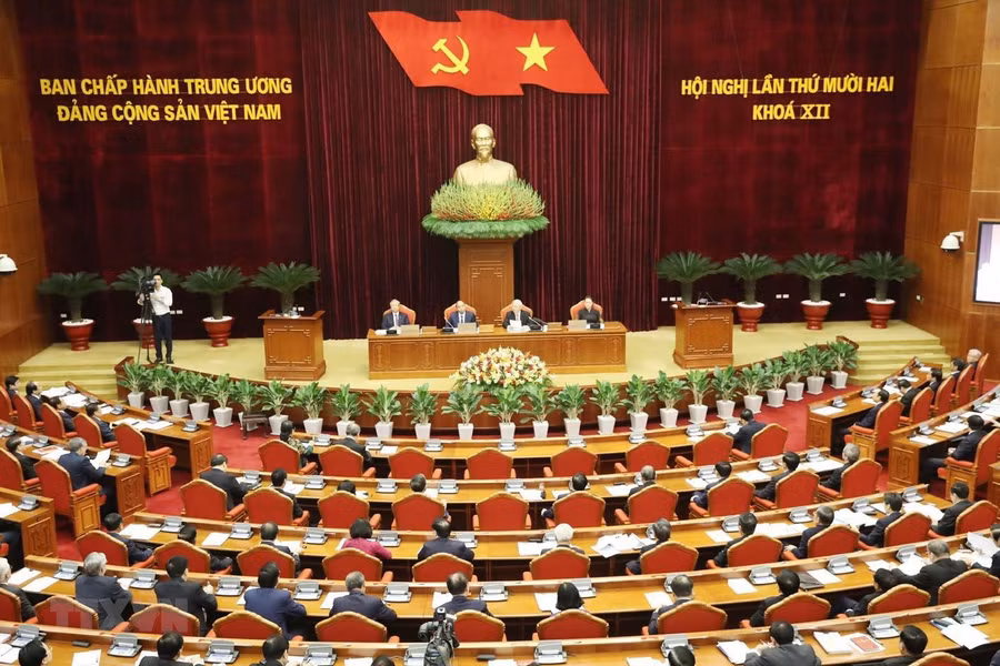  Quang cảnh Hội nghị Trung ương lần thứ 12 khóa XII. (Ảnh: TTXVN)