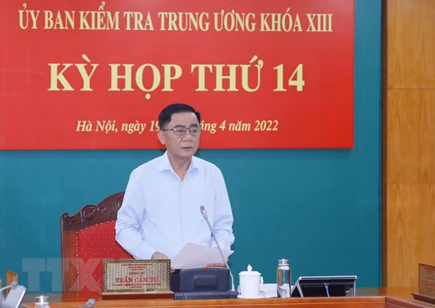 Ông Trần Cẩm Tú, Ủy viên Bộ Chính trị, Bí thư Trung ương Đảng, Chủ nhiệm Ủy ban Kiểm tra Trung ương chủ trì Kỳ họp. (Ảnh: Phương Hoa/TTXVN)