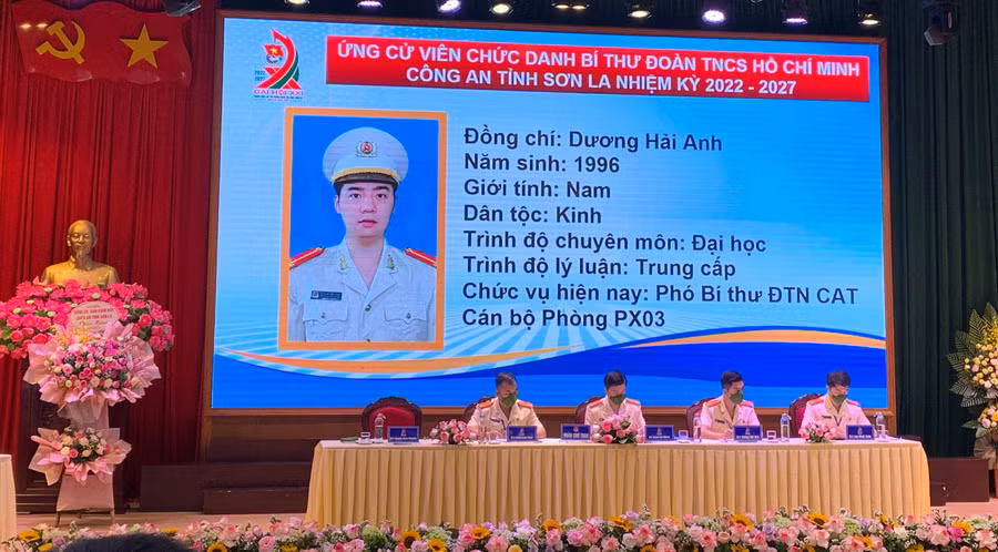  Đại hội Đoàn Thanh niên Công an tỉnh Sơn La bầu trực tiếp bí thư. Ảnh: BTC