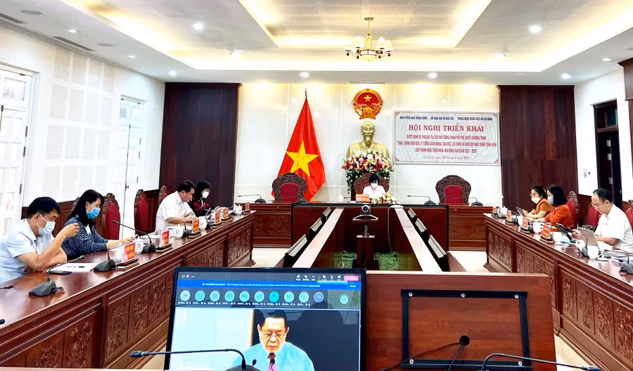 Quang cảnh hội nghị tại điểm cầu tỉnh Gia Lai. Ảnh: Phan Lài