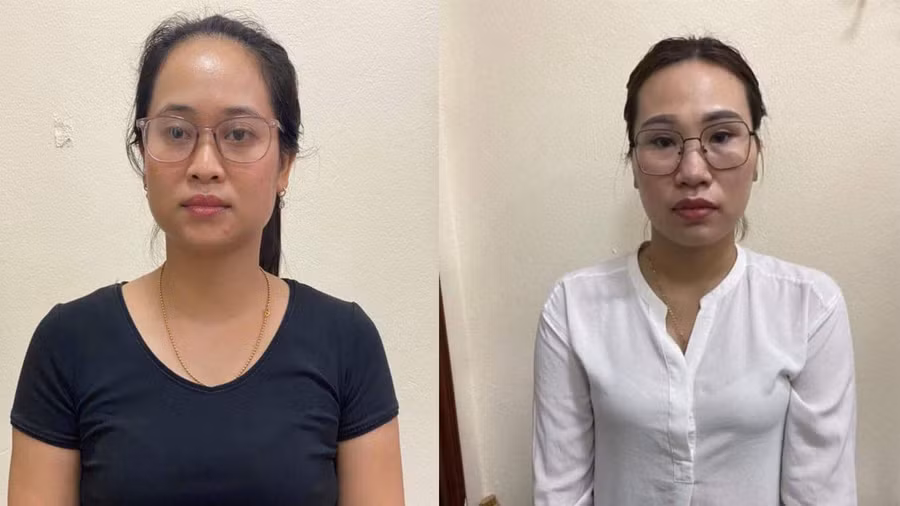 Nguyễn Thị Loan (trái) và Vũ Thị Oanh. Ảnh: Xuân Yến