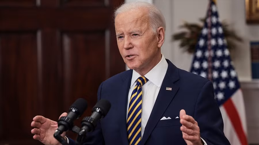 Tổng thống Joe Biden công bố quyết định từ Nhà Trắng hôm 8.3. Ảnh: AFP