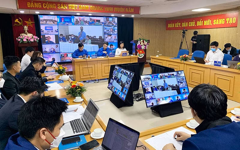 Hội nghị diễn ra tại điểm cầu T.Ư Đoàn. Ảnh: Nhật Nam