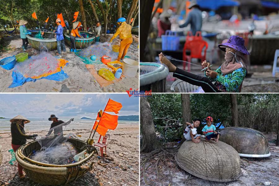 Cư dân xóm chài này chủ yếu sống bằng nghề chài lưới đánh bắt gần bờ.