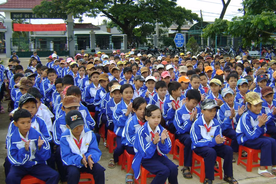 Trường THCS Đề Thám là lá cờ đầu của thị xã An Khê. Ảnh: Hồng Thi