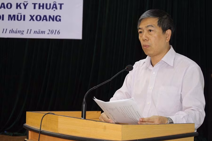 Phó Giáo sư-Tiến sĩ Nguyễn Thanh Quang-Giám đốc Bệnh viện Tai-Mũi-Họng Trung ương, Chủ tịch Hội Tai-Mũi-Họng Việt Nam phát biểu tại buổi lễ. Ảnh: Phan Lài