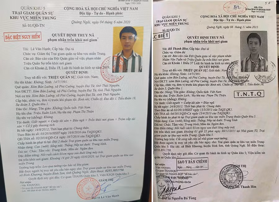 2 quyết định truy nã Sự vào năm 2015 và 2020.
