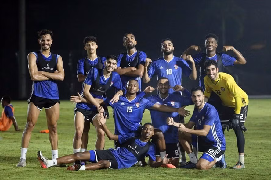 Các cầu thủ U23 UAE như mọi khi rất tự tin trước trận ra quân một giải đấu lớn. Ảnh: LĐBĐ UAE. Các cầu thủ U23 UAE như mọi khi rất tự tin trước trận ra quân một giải đấu lớn. Ảnh: LĐBĐ UAE.