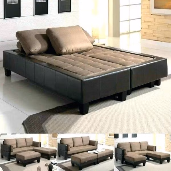 Sự biến đổi linh hoạt giữa bộ bàn ghế tiếp khách và giường ngủ. Sự biến đổi linh hoạt giữa bộ bàn ghế tiếp khách và giường ngủ.