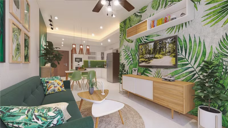 Nhớ lại hình ảnh người vợ phải tất tả mua hoa và cây trong những ngày giáp Tết, người chồng đã tự mua sơn và vẽ cây lên tường tạo màu xanh cho ngôi nhà. Nhớ lại hình ảnh người vợ phải tất tả mua hoa và cây trong những ngày giáp Tết, người chồng đã tự mua sơn và vẽ cây lên tường tạo màu xanh cho ngôi nhà.