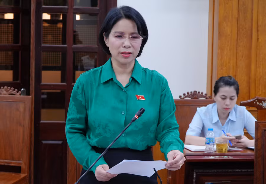 Bà Trần Thị Nhị Hà, Phó Chủ nhiệm Ủy ban Dân nguyện và Giám sát của Quốc hội, Trưởng đoàn Giám sát phát biểu kết luận buổi làm việc. Ảnh: Trung Nghĩa