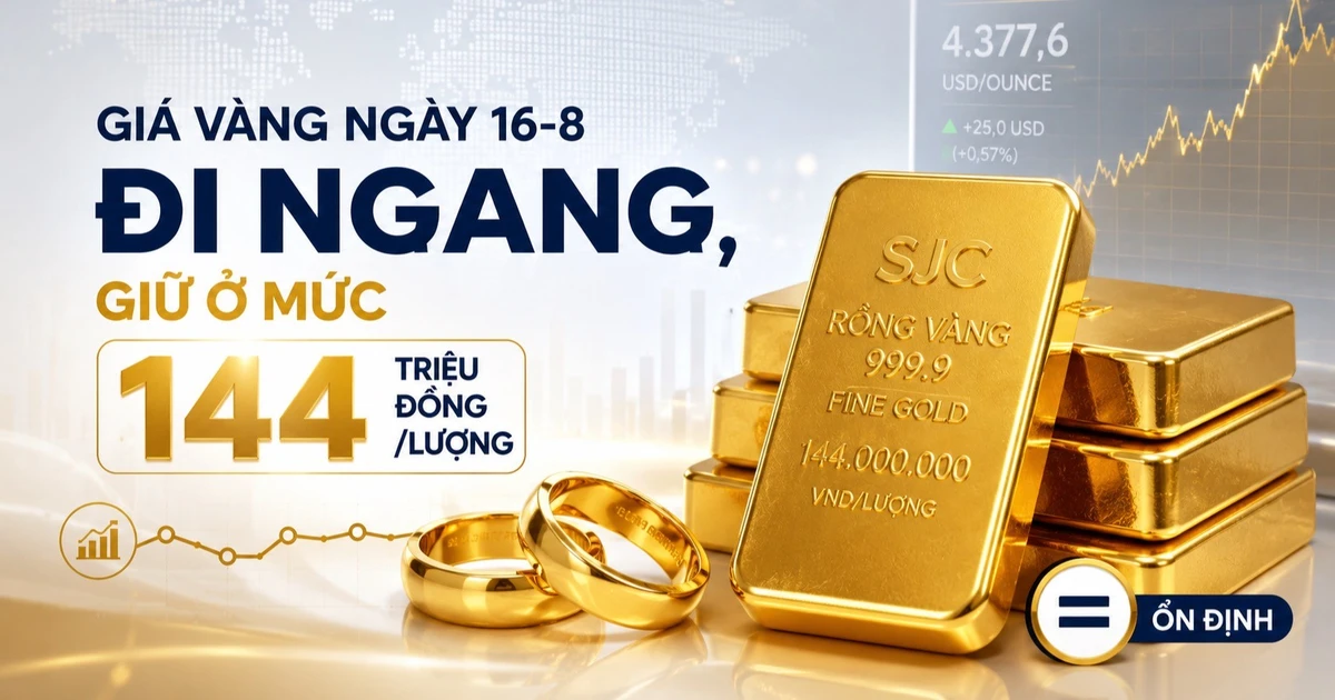 Giá vàng ngày 16/8 đi ngang, giữ ở mức 144 triệu đồng/lượng