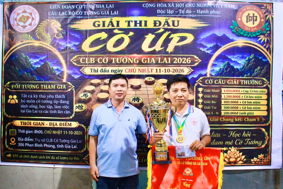 Kỳ thủ Trần Văn Duy vô địch Giải cờ úp Gia Lai mở rộng 2026