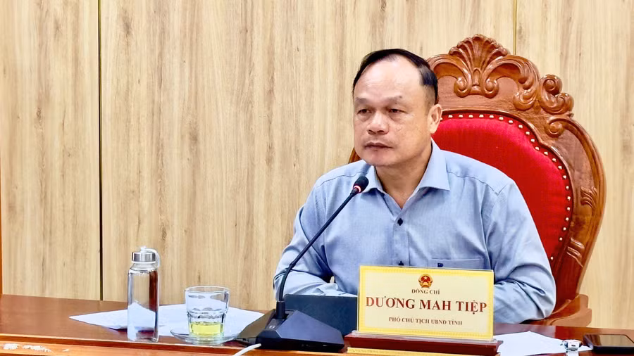 Phó Chủ tịch UBND tỉnh Dương Mah Tiệp phát biểu chỉ đạo cuộc họp. Ảnh: Minh Hoàng