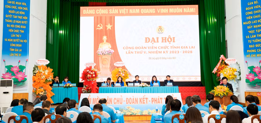 Toàn cảnh Đại hội CĐVC tỉnh Gia Lai lần thứ V, nhiệm kỳ 2023-2038. Ảnh: Đinh Yến