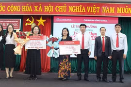 Agribank Đông Gia Lai trao thưởng cho khách hàng may mắn