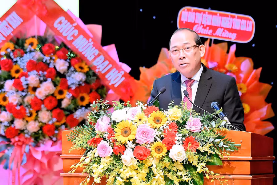 Phó Chủ tịch Ủy ban Trung ương MTTQ Việt Nam Hoàng Công Thủy phát biểu chỉ đạo Đại hội. Ảnh: Đức Thụy