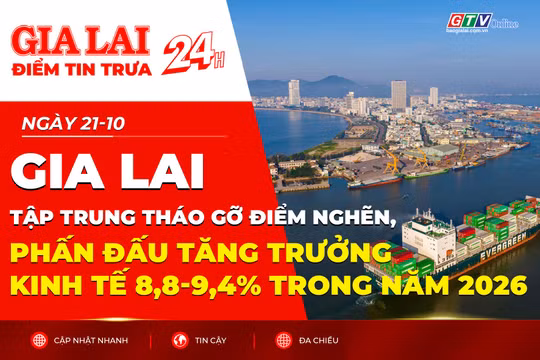 Điểm tin trưa: Gia Lai tập trung tháo gỡ điểm nghẽn, phấn đấu tăng trưởng kinh tế 8,8-9,4% trong năm 2026