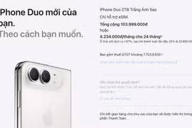 iPhone Duo 2 TB giá gần 104 triệu đồng tại Việt Nam. Ảnh chụp màn hình