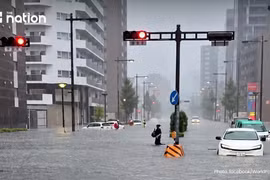 Ngập lụt nghiêm trọng tại Nagoya, Nhật Bản sau những trận mưa lớn ngày 8-9. Ảnh: The Nation/Facebook WorldForumTh