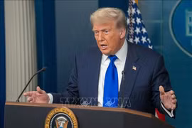 Tổng thống Mỹ Donald Trump phát biểu tại Nhà Trắng. Ảnh: THX/TTXVN phát