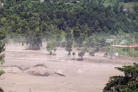 Khu vực bị tàn phá do lũ quét cuốn theo bùn đất tại huyện Rasuwa, Nepal, ngày 26-8-2026. Ảnh: ANI/TTXVN phát